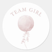 チームガールピンクバルーンミニマリスト性別リビール ラウンドシール (正面)