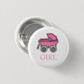 チームガールピンクベビーベビーカー性別リビール 缶バッジ (正面&裏面)