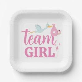チームガールピンク性別リビールパーティー ペーパープレート