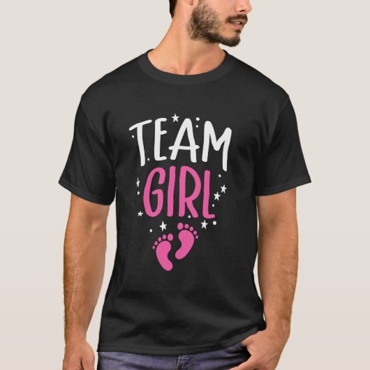 チームガールベビーシャワー性別お披露目 Tシャツ (正面)