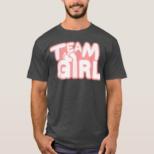 チームガールベビーパーティーフットプリントベビーシャワージェンダー Tシャツ