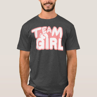 チームガールベビーパーティーフットプリントベビーシャワージェンダー Tシャツ