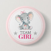 チームガール投票ジェンダー明らかに赤ちゃんシャワー散水 缶バッジ (正面)