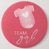 チームガール衣服何がベビー推測ピンク白 缶バッジ (正面)