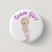 "チームガール"かわいいベビー性別3cmラウンド不良を明かす 缶バッジ (正面)