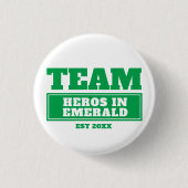 チームグリーンパーソナライズされたファミリーまたはチームボタン 缶バッジ (正面)