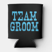 チームグルームウェスタンブルーonブラック 缶クーラー (正面)