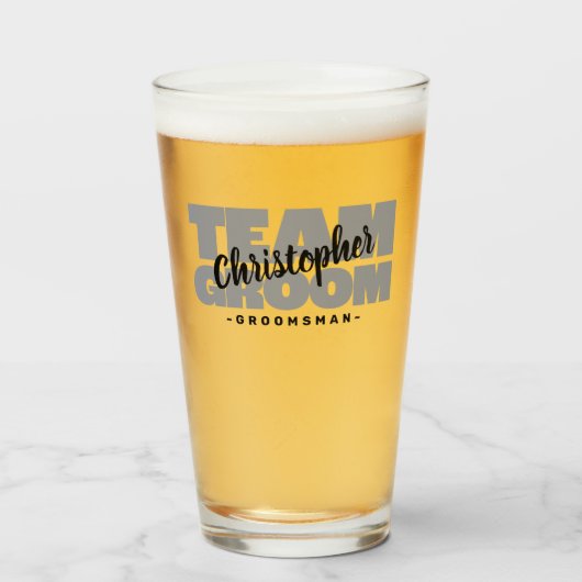 チームグルームグロムスマンバチュラーパーティブラックグレー タンブラーグラス (ドリンク正面)