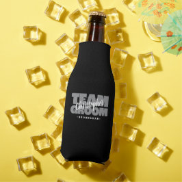 チームグルームスマン名ウェディングパーティブラックビール ボトルクーラー