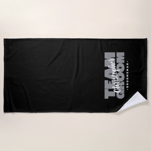チームグルームズグ結婚ロムスマンクールのレトロブラックプール ビーチタオル (正面)