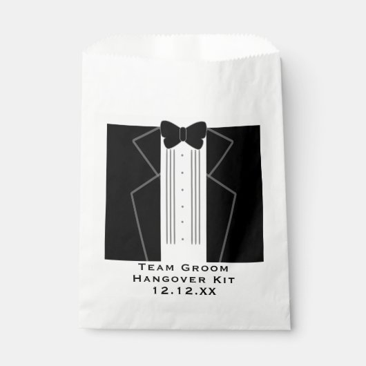 チームグルームタキシドハングオーバーキット結婚式の引き出物バッグ フェイバーバッグ (正面)