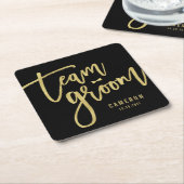 チームグルームボウティ結婚バチュラーパーティカスタムズ スクエアペーパーコースター (アングル)