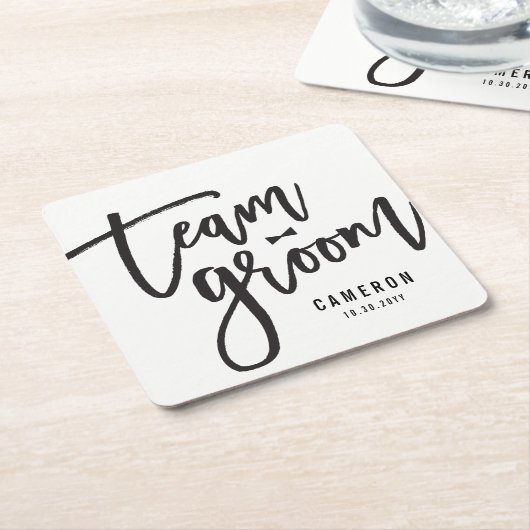 チームグルームボウティ結婚バチュラーパーティカスタムズ スクエアペーパーコースター (アングル)