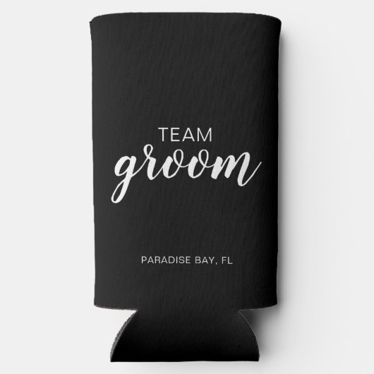 チームグルーム結婚のバチュラーパーティ スリム缶クーラー (裏面)