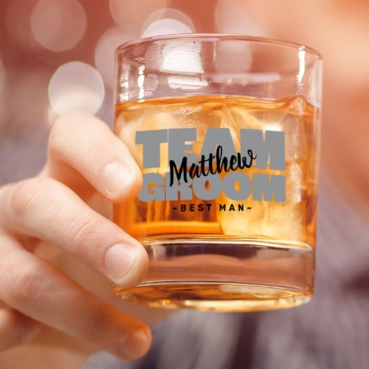 チームグルーム結婚花婿介添人の名前ブラックグレーギフト ウイスキーグラス