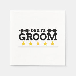 チームグルーム | Groomsman |学士 |白黒 スタンダードカクテルナプキン