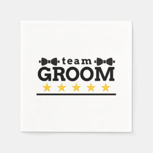 チームグルーム   Groomsman  学士  白黒 スタンダードカクテルナプキン
