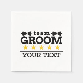 チームグルーム | Groomsman |学士 |白黒 スタンダードカクテルナプキン