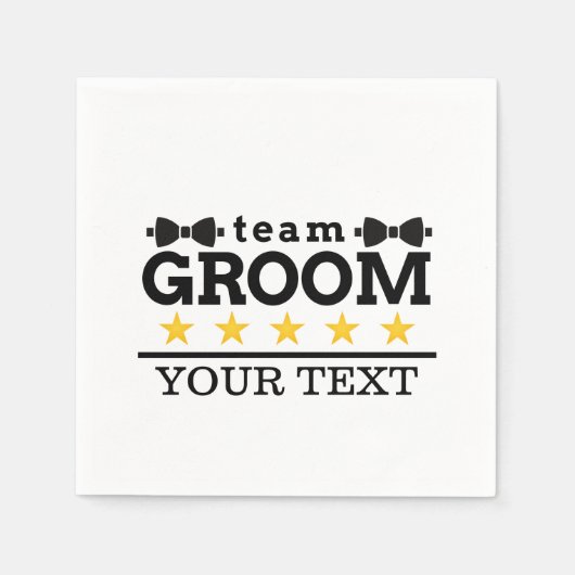 チームグルーム | Groomsman |学士 |白黒 スタンダードカクテルナプキン (正面)