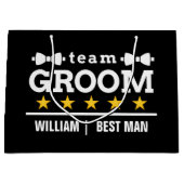 チームグルーム | Groomsman |学士 |白黒 ラージペーパーバッグ (正面)
