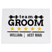 チームグルーム | Groomsman |学士 |白黒 ラージペーパーバッグ (正面)