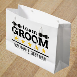 チームグルーム | Groomsman |学士 |白黒 ラージペーパーバッグ