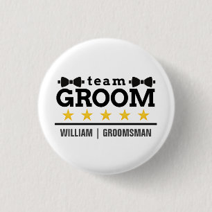 チームグルーム Groomsman 学士 白黒 缶バッジ