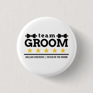 チームグルーム Groomsman 学士 白黒 缶バッジ