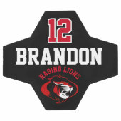 チームサッカーロゴ – 赤、黒、白 サッカーボール (フラット)