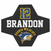 チームサッカーロゴ – 金ゴールド、青と白 サッカーボール (フラット)