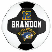 チームサッカーロゴ – 金ゴールド、青と白 サッカーボール (正面)