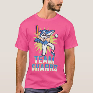チームサメ10動物スポーツかわいいスポーティ野球L Tシャツ