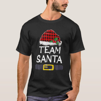 チームサンタレッドプレイドクリスマスファミリーパジャマクリスマス Tシャツ