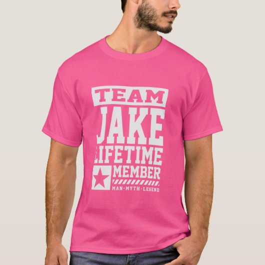 チームジェイク生涯おもしろい会員名ジェイク Tシャツ (正面)