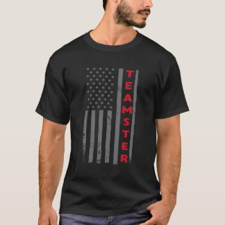 チームスターアメリカ国旗の愛国的なトラックの運転手T Tシャツ