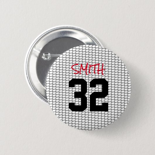 チームスピリット名前をカスタムするナンバーネットレッド白黒 缶バッジ (正面&裏面)