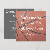 チームスピリット_バスケットボール テクスチャ バースデーパーティー 招待状 (正面/裏面)