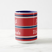チームスピリット レッド ブルー スポーツ ストライプ ウォーターボトル マグカップ (中央)