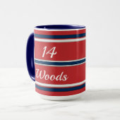 チームスピリット レッド ブルー スポーツ ストライプ ウォーターボトル マグカップ (正面左)