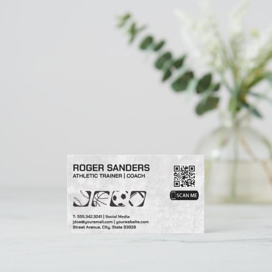 チームスポーツアイコン | QR名刺 名刺 (スタンド正面)