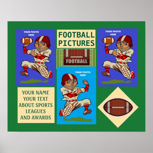 チームスポーツサッカーあなたの写真と文字 ポスター (正面)
