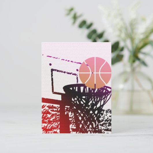 チームスポーツボールバスケットボールのネットコーチゲーム ポストカード (スタンド正面)