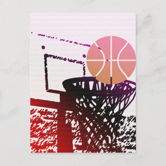 チームスポーツボールバスケットボールのネットコーチゲーム ポストカード (正面)