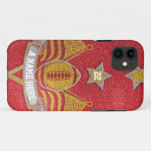 チームスポーツレッド&金ゴールドグリッターカレッジサッカー Case-Mate iPhoneケース (裏面(横))