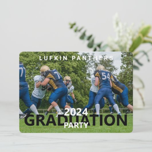 チームスポーツ写真卒業パーティー招待状 招待状 (スタンド正面)