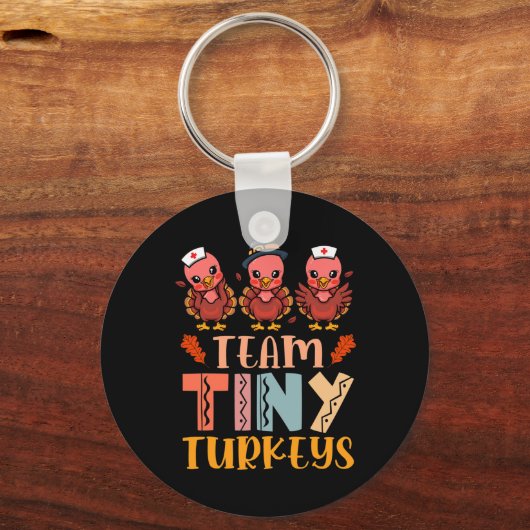 チームタイニーターキーナースターキーサンクスギビング秋N キーホルダー (正面)
