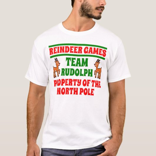 チームトナカイのゲームのおもしろいなクリスマスのワイシャツ Tシャツ (正面)