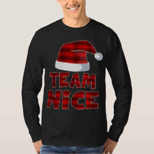 チームナイスサンタ赤い市松模様のクラウス クリスマスパジャマF Tシャツ