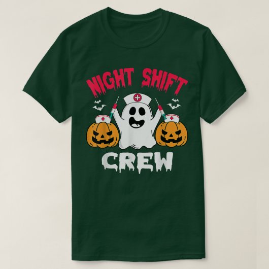 チームナイトシフトナースハロウィンハロウィンハロウィンスクラブ Tシャツ (デザイン正面)