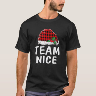 チームニースサンタレッドプレイドクロースクリスマスパジャマF Tシャツ